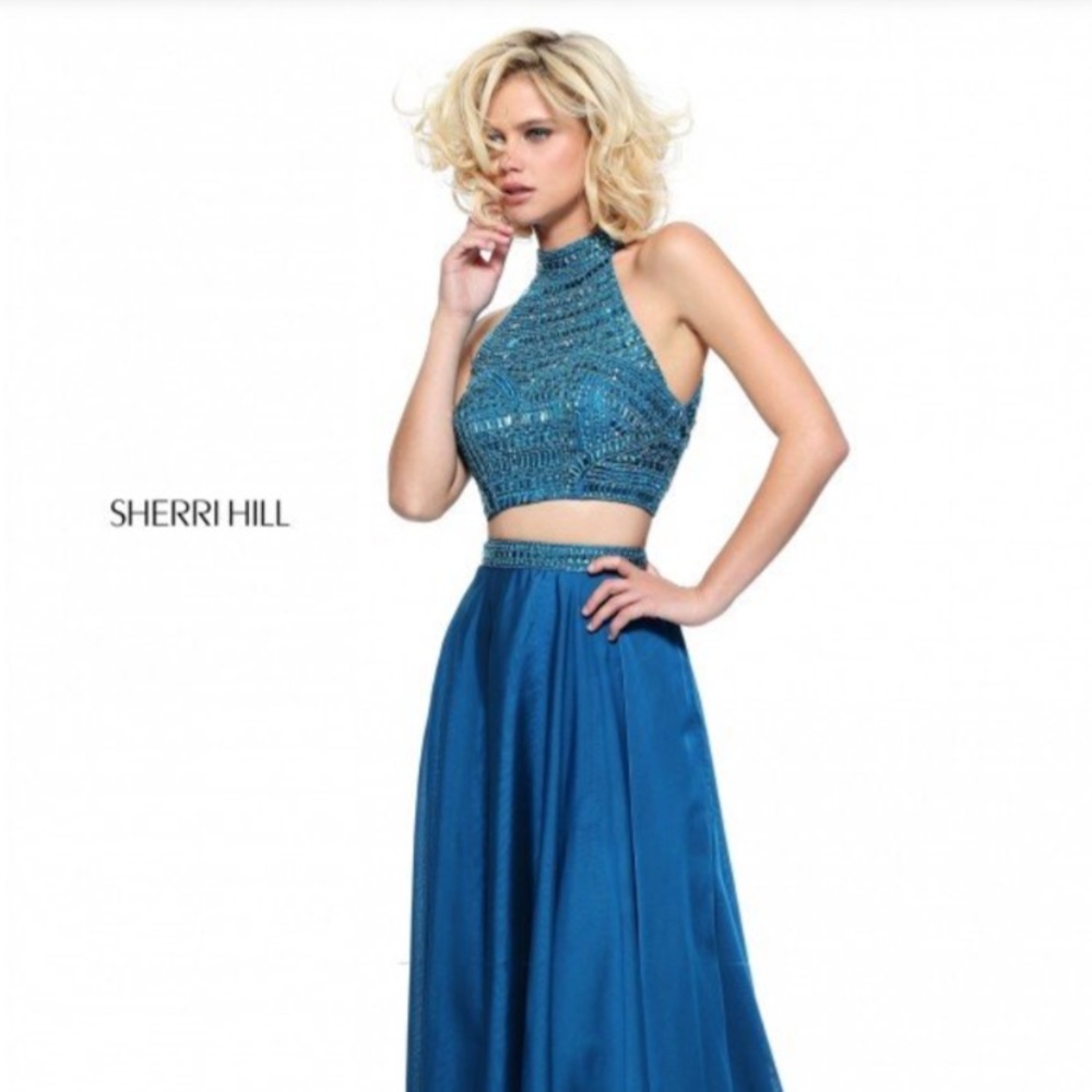 Sherri Hill Blue 2 Piece Prom Dress